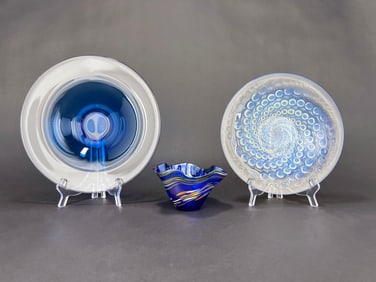 Three Glass Bowls, Lalique & Orrefors
