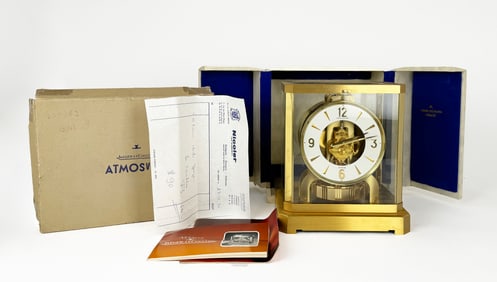Jaeger-LeCoultre Atmos VIII Clock with Brass Finish and Original Accessories