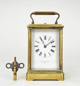 E.M. & Co. French Brass Carriage Clock for Page Keen & Page, Paris