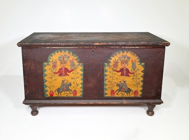 Pennsylvania Dutch Polychrome Painted Dowry Chest