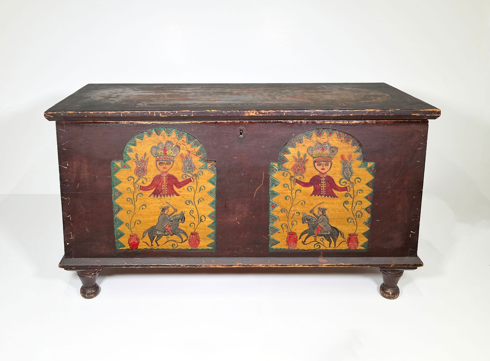 Pennsylvania Dutch Polychrome Painted Dowry Chest (1 of 9)