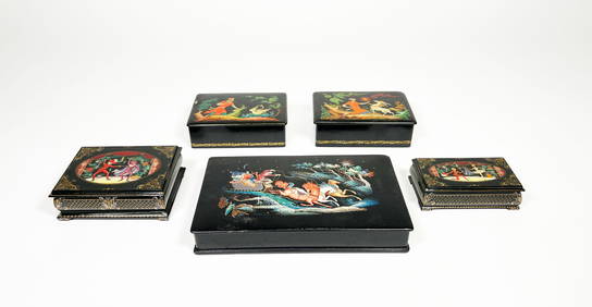 Five Russian Lacquer Boxes (1 of 3)