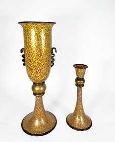 Gambaro & Poggi Murano Glass Urn & Candlestick