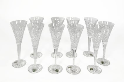 Ten Waterford Crystal Ciara Fluted Champagne Glasses