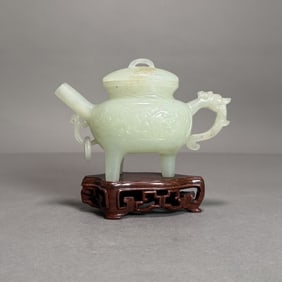 Chinese Carved Jade Teapot