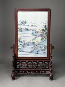 Chinese Porcelain Plaque Table Screen
