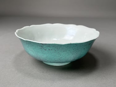 Chinese Robin's Egg Blue Bowl with Scalloped Rim