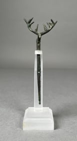 Ancient Bronze Antler-Headed Fibula