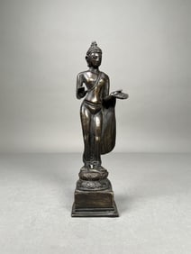 Antique Bronze Standing Buddha Statue