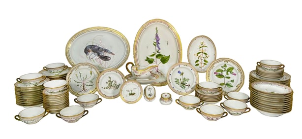 A Royal Copenhagen Porcelain 'Flora Danica' Part Dinner Service