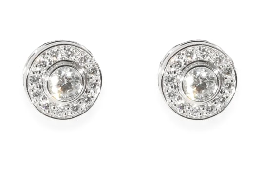 Tiffany & Co Platinum Mini Diamond Circlet Earrings: Pair of Tiffany & Co platinum mini circlet diamond earrings, 0.25ctw, with original purchase receipt weight: 3.2 g length head: 6.6 x 6.6 x 3.1 mm 