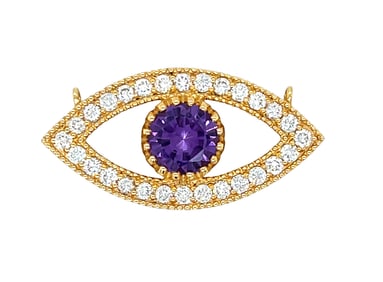 14k Evil Eye Diamond & Amethyst Pendant