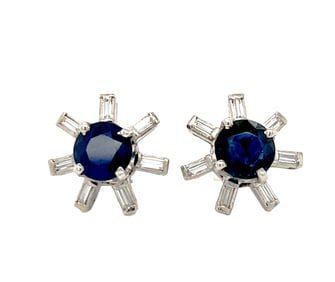 14k Sapphire & Diamond Earrings