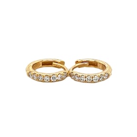 10mm Gold & Diamond Huggie Hoops, 14k