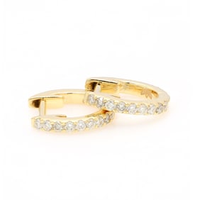11mm Diamond Huggie Hoop Earrings, 14k