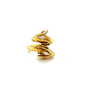 18k Double Ram Head Diamond Ring