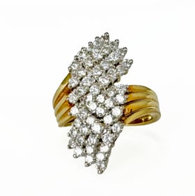 18k Diamond Waterfall Cluster Ring