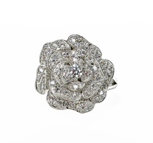 Sterling Silver Diamond Flower Ring