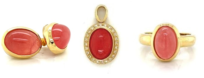 H. Stern 18k Gold Rhodochrosite Jewelry Set