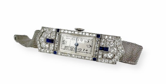 Art Deco Tiffany & Co Platinum Diamond & Sapphire Watch
