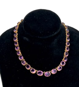 Antique 9k Amethyst Reviere Necklce