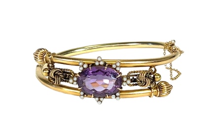 Antique 14k Amethyst & Pearl Bracelet