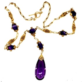 Victorian 14k Gold Amethyst Necklace