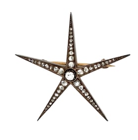 Belle Epoque Silver over Platinum Diamond Brooch