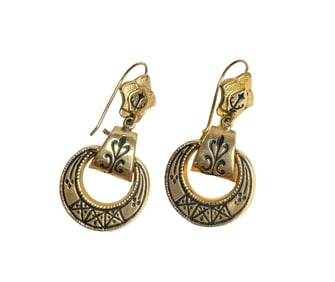 14k Black Enamel Earrings