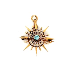 Antique 14k Gold Topaz Star Brooch/Pendant