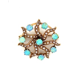 Victorian 14k Opal and Pearl Pendant/Brooch