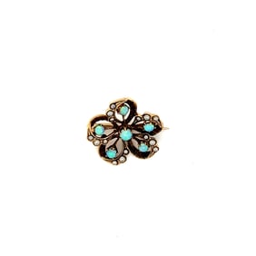 Antique 10k Opal & Pearl Brooch