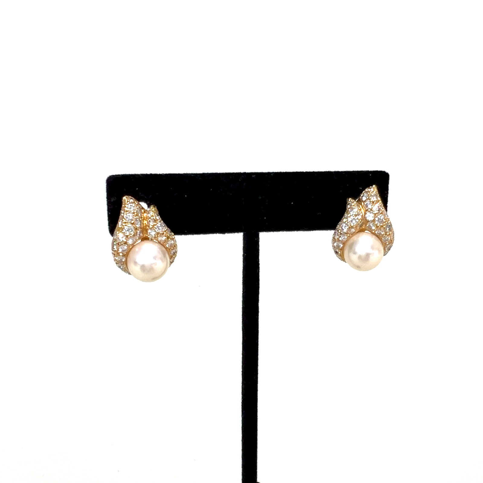 Vintage 18k Gold Pearl & Diamond Earrings (1 of 4)