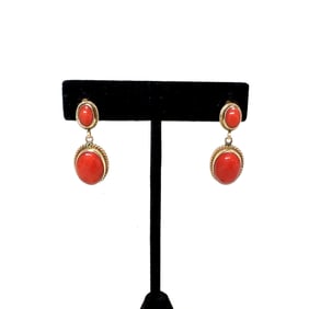 14k Gold Coral Drop Earrings