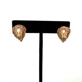 14k Gold Lion Door Knocker Earrings