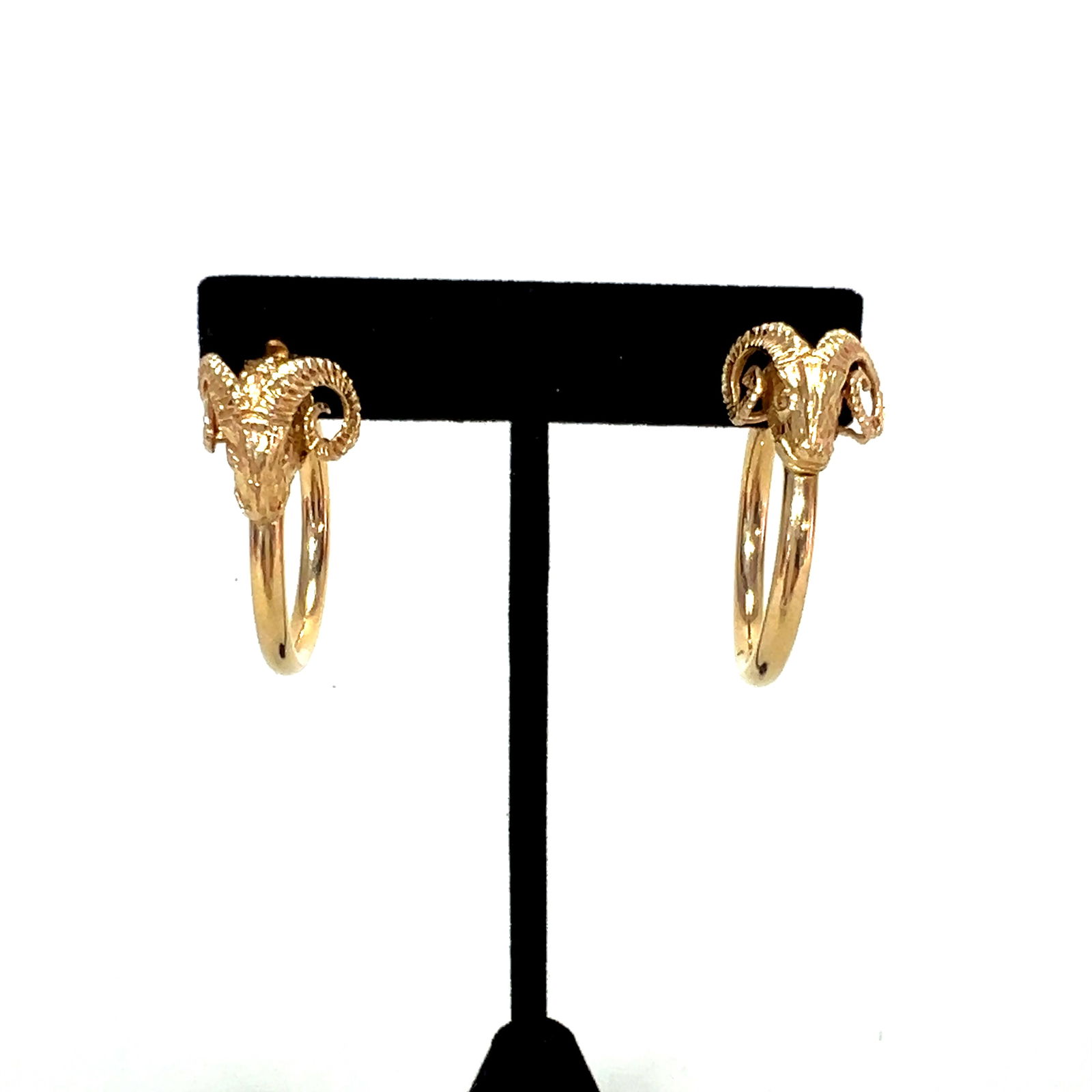 14k Gold Ram's Head Hoop Earrings (1 of 4)