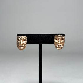 14k Gold Comedy Tragedy Masks Earrings