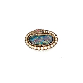 Georgian 9k Gold Ouroboros Double Snake Brooch