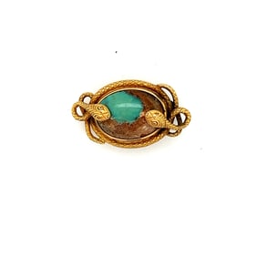 Victorian 14k Gold and Turquoise Snake Brooch