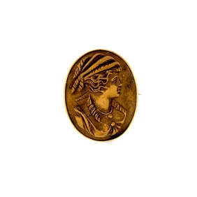 Antique 9k Lava Cameo Brooch