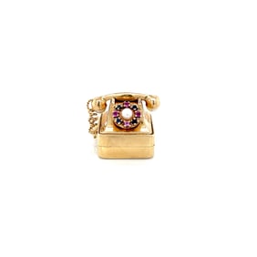 Vintage 14k Gold Wind-Up Music Box Telephone Charm