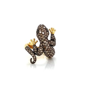 18k Gold Diamond Gecko Lizard Ring