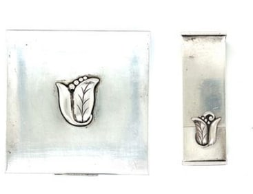 Vintage Georg Jensen Sterling Silver Powder Compact & Lipstick Holder