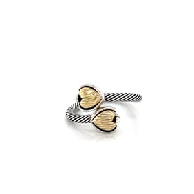 Jeffrey Levin Sterling Silver 18k Heart Bypass Ring