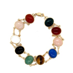 14K Gold Multi-Stone Scarab Bracelet