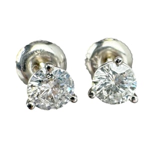 14k Martini Diamond Stud Earrings, 0.90ctw