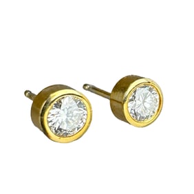 14k Bezel Set Diamond Stud Earrings, 0.80ctw