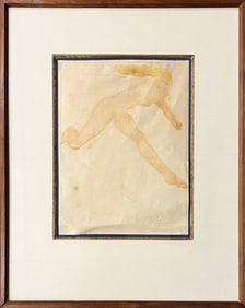 Pencil and Watercolor Nude Study on Paper by Auguste Rodin