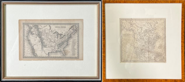 Two Framed Maps of the United States and North America