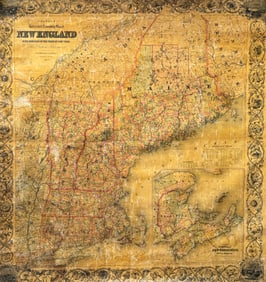 Antique Colton's Map of New England - 1853